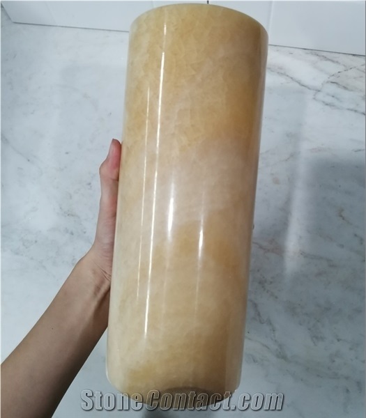 China Yellow Onyx Cylinder Lamp