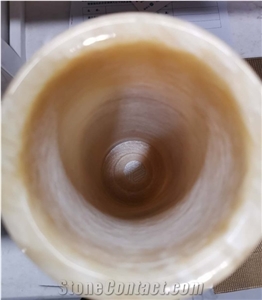 China Yellow Onyx Cylinder Lamp