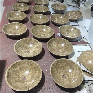 Factory Wholesale Light Emperador Marble Washing Basin Sinks