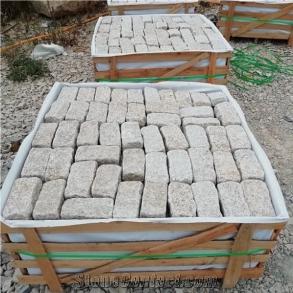 G682 Yellow Granite Split Tumbled Cobbles