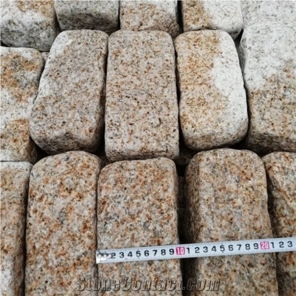 G682 Yellow Granite Split Tumbled Cobbles