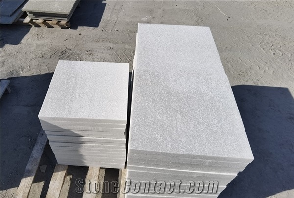 Pure White Quartzite Flamed Tiles