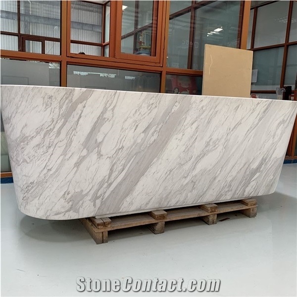 White Marble Bathtub Customized Size