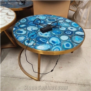 Backlit Gemstone Round Coffee Bar Top,Agate Stone Tea Table Backlit Gemstone Round Coffee Bar Top,Agate Stone Tea Table