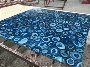 Customized Size Blue Semiprecious Slab for Wall Decorative