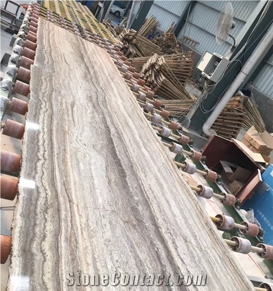 Iran River Silver Travertine Slab, Gray Travertine