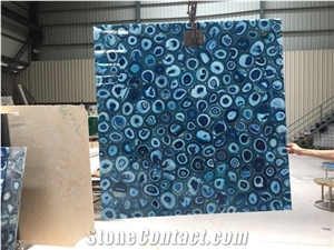Natural Backlit Blue Agate Stone Bar Top,Blue Semi Precious