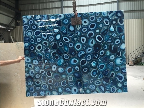 Nature Blue Agate Backlit Slabs,Blue Agate Stone,Semiprecious