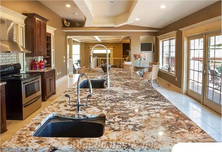 Delicatus Gold Stone Prefab Granite Counter Tops