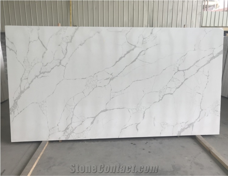 White Marble Look Calacatta Quartz for Kitchen