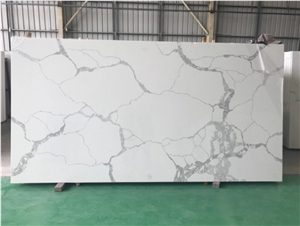 White Marble Look Calacatta Quartz for Kitchen