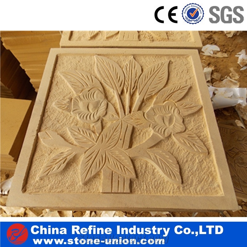 Beige Marble Handcraft Carving Animal Reliefs