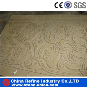 Beige Marble Handcraft Carving Animal Reliefs