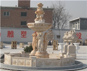 Beige Marble Sculptured Fountains,Water Fountain