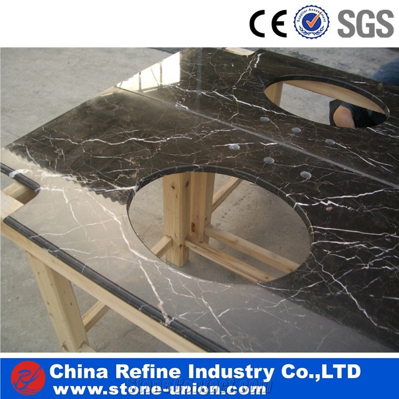 Beige Marble Worktop with White Veins, Countertops