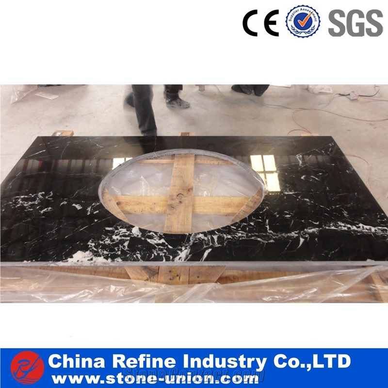 Beige Marble Worktop with White Veins, Countertops