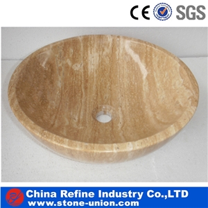 Beige Rectangular Marble Vessel Sinks & Basins