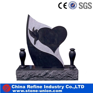 Black Granite Monument Tombstone in European Style