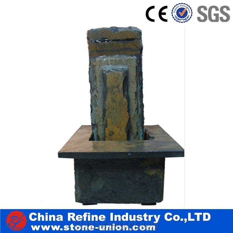 Black Slate Abstract Wall Mounted Water Fountains