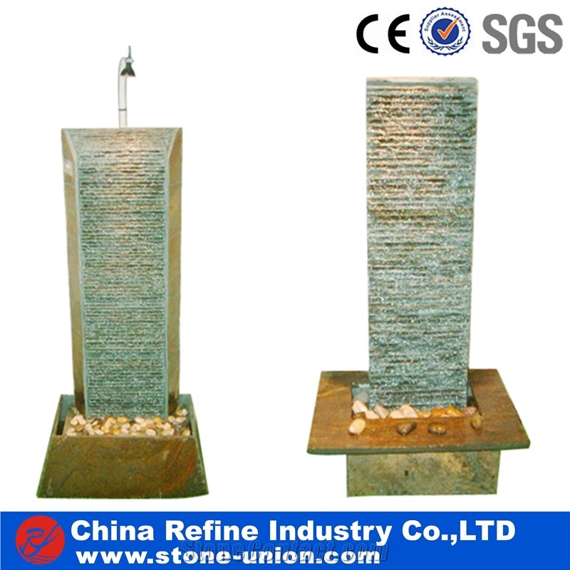 Black Slate Abstract Wall Mounted Water Fountains