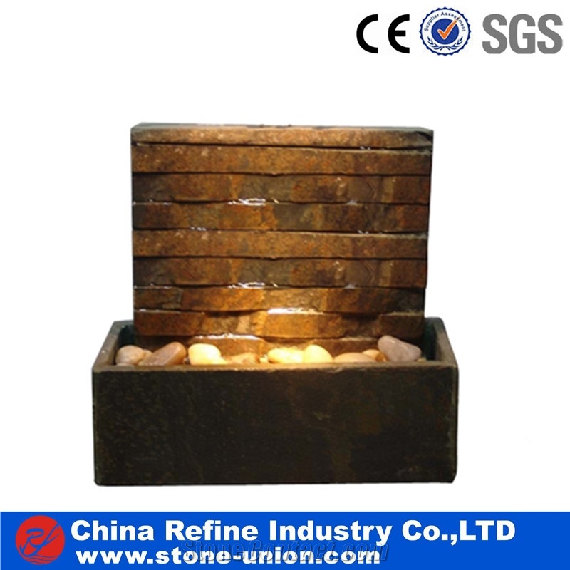 Black Slate Abstract Wall Mounted Water Fountains