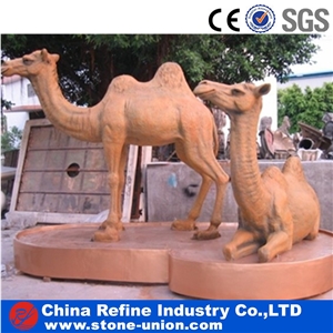 Camel Animal Red Marble Statues & Sculptures