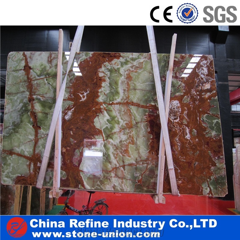 Cheap Antique Green Polished Onyx Slabs & Tiles