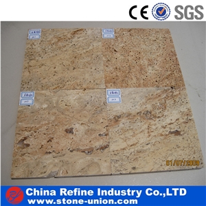 Cheap Golden Polished Travertine Slabs & Tiles