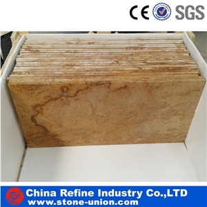 Cheap Golden Polished Travertine Slabs & Tiles