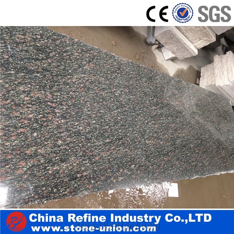 Cheap Polished Peacock Green Granite Tiles & Slabs