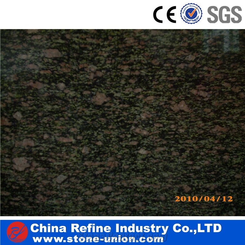 Cheap Polished Peacock Green Granite Tiles & Slabs