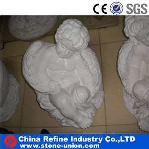 Children White Marble Small Angel Sculpture Statue