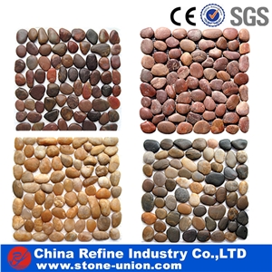 China Multi Color Polished Pebble Stone on Mesh