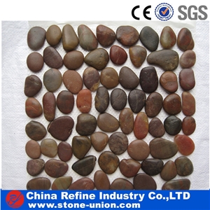 China Multi Color Polished Pebble Stone on Mesh