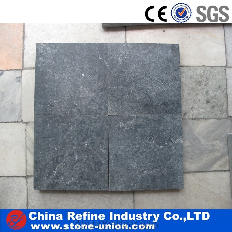 Chinese Black Limestone Flooring Tiles & Slabs