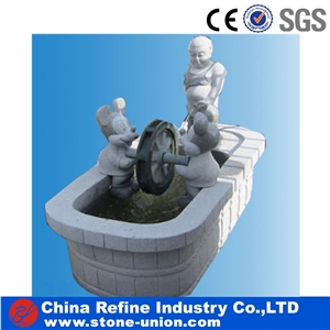 Chinese Light Grey Granite Fountains For Garden