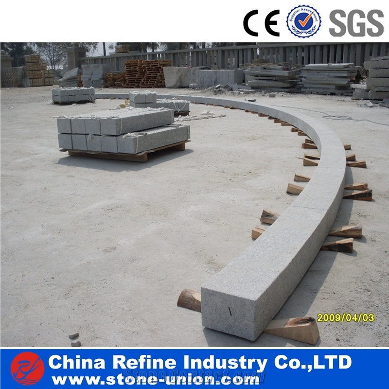 Curved G603 Light Grey Granite Kerbstone