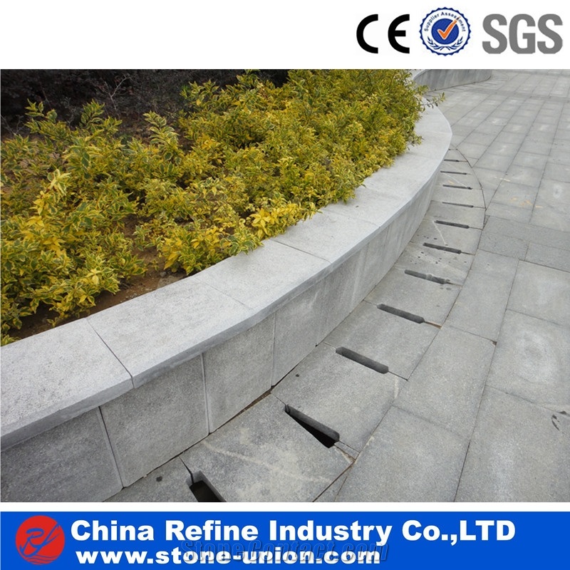 Curved G603 Light Grey Granite Kerbstone