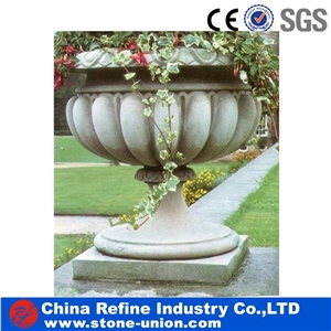 Customized Carved White Marble Planter Pots
