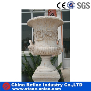 Customized Carved White Marble Planter Pots