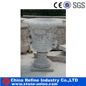 Customized Carved White Marble Planter Pots