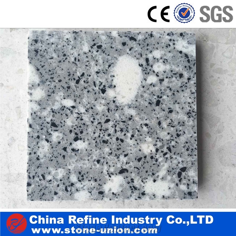 Dark Gray Polished Artificial Quartz Stone Slabs & Tiles