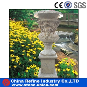 Exterior Beige Limestone Flower Planters & Vases