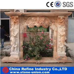 Fireplace Using for Home Decoration Red Marble