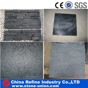 Flamed Black Quartzite Tiles Wall Cladding