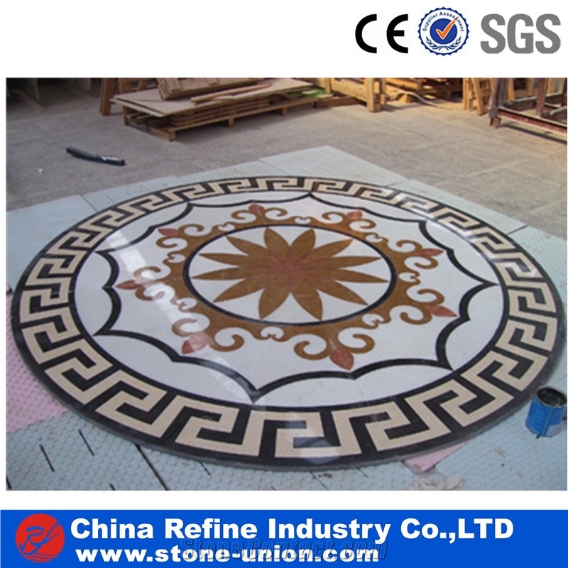Floor Marble Flower Pattern Waterjet Medallion