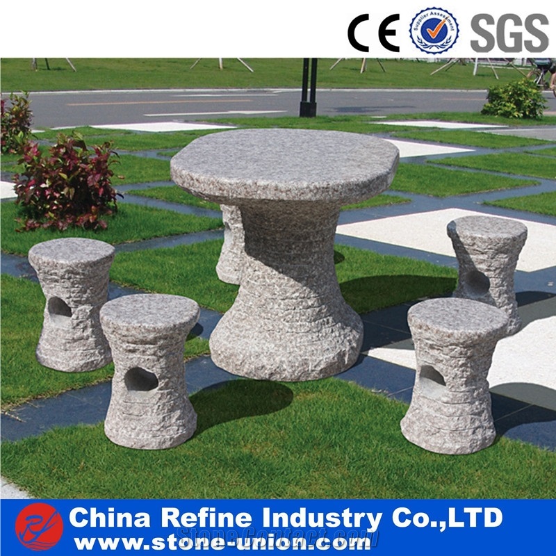 G603 Bianco Grey Sculptured Granite Tables Sets