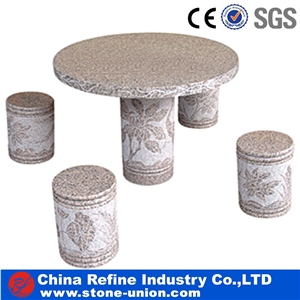 G603 Bianco Grey Sculptured Granite Tables Sets