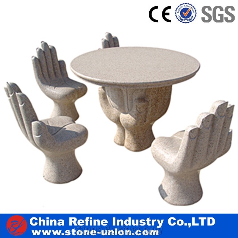 G603 Bianco Grey Sculptured Granite Tables Sets