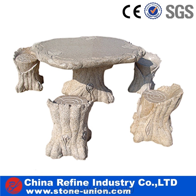G603 Bianco Grey Sculptured Granite Tables Sets